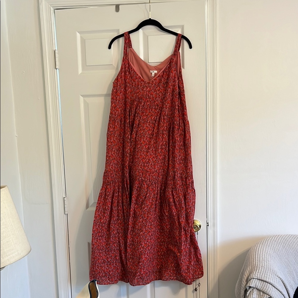 Joie Red and Orange Tiered Maxi Sundress